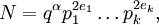 N=q^{\alpha} p_1^{2e_1} \ldots p_k^{2e_k}, 