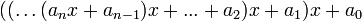 ((\ldots(a_n x + a_{n-1})x + ... + a_2)x + a_1)x + a_0\,