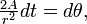 \tfrac{2A}{r^2}dt = d\theta,