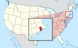 Map of the United States with Rhode Island highlighted