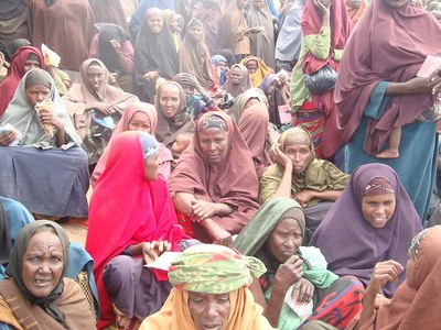 Women in the refugee camp in Mogadishu, Somalia