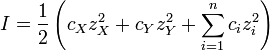 I = \ frac {1} {2} \ left (c_X z_X ^ 2 + c_Y z_Y ^ 2 + \ sum_ {i = 1} ^ n C_i Z_I ^ 2 \ right)