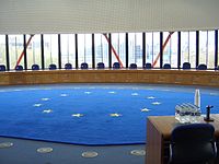 La sala del tribunal de la Corte Europea de Derechos Humanos