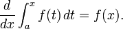 \ Frac {d} {dx} \ int_a ^ x f (t) \, dt = f (x).