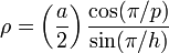 \ Rho = \ left ({a \ over 2} \ right) \ frac {\ cos (\ pi / p)} {\ sin (\ pi / h)}