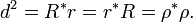 d ^ 2 = R ^ \ ast r = r ^ \ ast R = \ rho ^ \ ast \ rho.