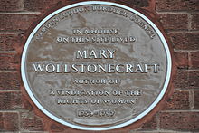 Placa de Brown del hogar final de Wollstonecraft, en Camden