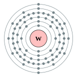 Capas de electrones de tungsteno (2, 8, 18, 32, 12, 2)