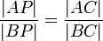 \ Frac {| AP |} {| BP |} = \ frac {| AC |} {| BC |}