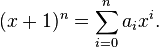 (X + 1) ^ n = \ sum_ {i = 0} ^ n a_i x ^ i.