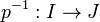 ! \ \, P ^ {- 1}: I \ rightarrow J