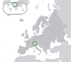 Ubicación de Liechtenstein (verde) en Europa (gris oscuro) - [Leyenda]