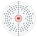 Capas de electrones de rutherfordio (2, 8, 18, 32, 32, 10, 2)