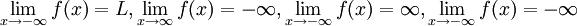 \ Lim_ {x \ a - \ infty} f (x) = L, \ lim_ {x \ to \ infty} f (x) = - \ infty, \ lim_ {x \ a - \ infty} f (x) = \ infty, \ lim_ {x \ a - \ infty} f (x) = - \ infty