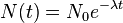 N (t) = e ^ {n_0 - \ lambda t} \,