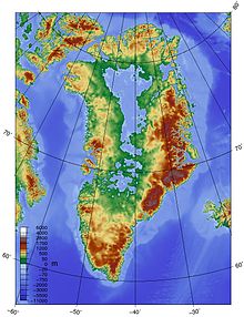 Mapa topográfico de Groenlandia