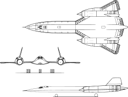 Orthographically projected diagram of the SR-71A Blackbird.