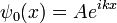 \ Psi_0 (x) = A e ^ {i k x} \,