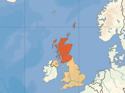 Ubicación de Escocia (naranja) en el Reino Unido (camello)