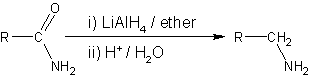 La reducción de amidas a aminas