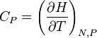 C_P = \ left (\ frac {\ H parcial} {\ T parcial} \ right) _ {N, P}