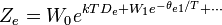 Z_e = w_0 e ^ {kT D_e + W_1 e ^ {- \ theta_ {E1} / T} + \ cdots}