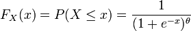F_ {X} (x) = P (X \ leq x) = \ frac {1} {(1 + e ^ {- x}) ^ {\ theta}}