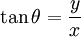 \, \ Tan \ theta = \ frac {y} {x}