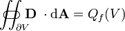 \ Iint _ {\ V parcial} \ \ \ \ \ \ \ \ \ \ \ \ \ \ \ \ \ \ \ \;!!!!!!!!!!!!!!!!!!! \; \ ; \ subset \ \ supset \ mathbf D \;! \ cdot \ mathrm {d} \ mathbf A = Q_ {f} (V)