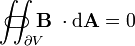 \ Iint _ {\ V parcial} \ \ \ \ \ \ \ \ \ \ \ \ \ \ \ \ \ \ \ \;!!!!!!!!!!!!!!!!!!! \; \ ; \ subset \ \ supset \ mathbf B \;! \ cdot \ mathrm {d} \ mathbf A = 0