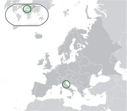 Localización de San Marino en Europa