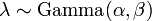 \ Lambda \ sim \ mathrm {Gamma} (\ alpha, \ beta) \!