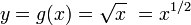 y = g (x) = \ sqrt {x} \ = x ^ {1/2} \,