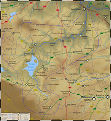 Carte montrant le lac, les rivi??res et les routes principales