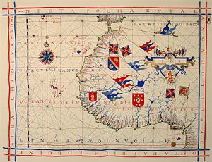 Diagramme nautique de cartographe portugais Fern??o Vaz Dourado (c 1520 -.. C 1580), qui fait partie d'un atlas nautiques r??dig?? en 1571 et maintenant conserv??s dans les Archives nationales portugaises de Torre do Tombo, ?? Lisbonne.