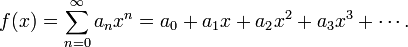 f (x) = \ sum_ {n = 0} ^ \ infty A_N x ^ n = a_0 + x + A_1 A_2 x ^ 2 + A_3 x ^ 3 + \ cdots.