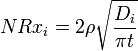 NRx_i = 2 \ rho \ sqrt {\ frac {} {D_I \ pi t}}