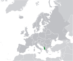 Localisation de l'Albanie (vert) en Europe (gris fonc??) - [L??gende]