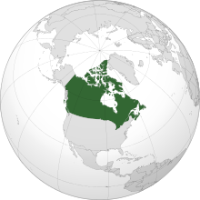 Projection de l'Am??rique du Nord avec le Canada en vert