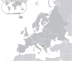 Situation du Mont??n??gro (Vert) en Europe (Gris fonc??) - [L??gende]