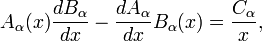 A_ \ alpha (x) \ frac {db_ \ alpha} {dx} - \ frac {da_ \ alpha} {dx} B_ \ alpha (x) = \ frac {C_ \ alpha} {x},