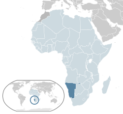 Localisation de la Namibie (bleu fonc??) - en Afrique (gris bleu et fonc??) - dans l'Union africaine (bleu clair)