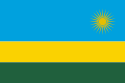 Le drapeau du Rwanda: rayures bleues, jaunes et vertes avec un soleil jaune dans le coin sup??rieur droit