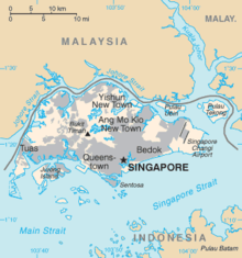 Carte montrant l'??le de Singapour et les territoires appartenant Singapour et ses voisins