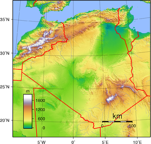 Carte topographique de l'Alg??rie