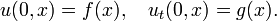 u (0, x) = f (x), \ quad u_t (0, x) = g (x). \,