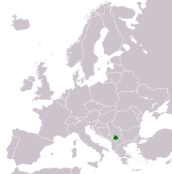 Emplacement et l'??tendue du Kosovo en Europe.