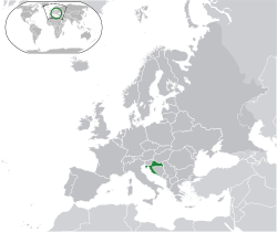 Lieu de Croatie (vert) en Europe (gris fonc??)