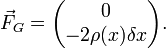 \vec F_G = \begin{pmatrix}  0 \\ - 2 \rho(x) \delta x \end{pmatrix}.