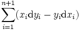 \sum_{i=1}^{n+1} (x_i\mathrm dy_i-y_i\mathrm dx_i)